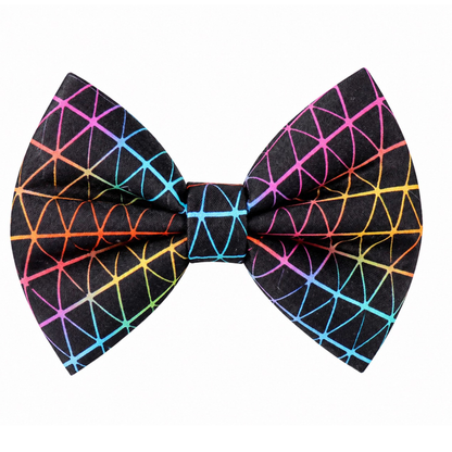 BLACK RAINBOW GRID- DAPPER DEXTER DOG BOW TIE