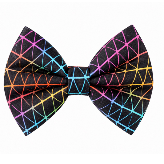 BLACK RAINBOW GRID- DAPPER DEXTER DOG BOW TIE