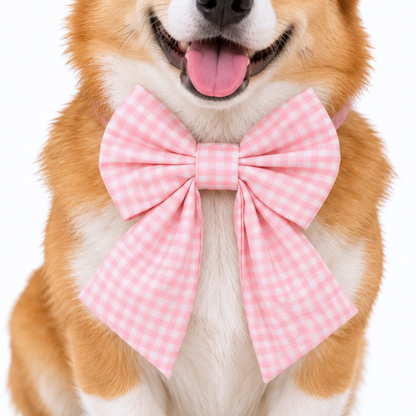 LIGHT PINK GINGHAM - SAILOR BOW