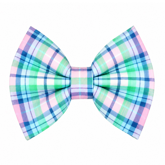 SPRING PLAID (LIGHT BLUE, PINK & GREEN) - DAPPER DEXTER DOG BOW TIE