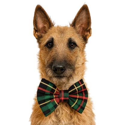 BLACK W/ GLITTER HOLIDAY PLAID- DAPPER DEXTER DOG BOW TIE