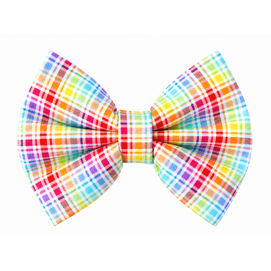 RAINBOW GRID PLAID - DAPPER DEXTER DOG BOW TIE