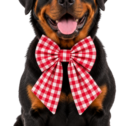 RED & WHITE PICNIC PLAID - SAILOR BOW