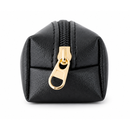 BLACK FAUX LEATHER LEASH BAG