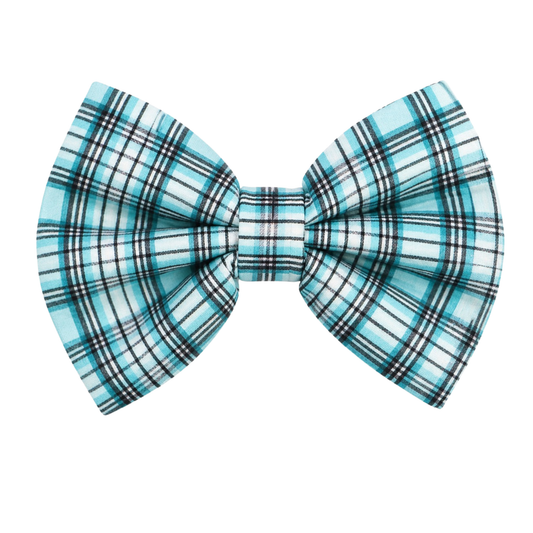 TEAL TARTAN PLAID - DAPPER DEXTER DOG BOW TIE