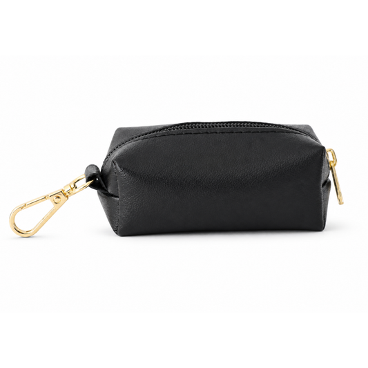 BLACK FAUX LEATHER LEASH BAG