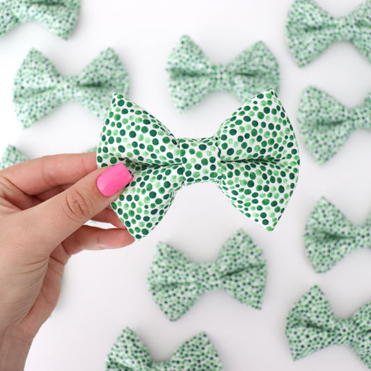 GREEN AND WHITE DOTS  - DOG BOW TIE BY DAPPER DEXTER