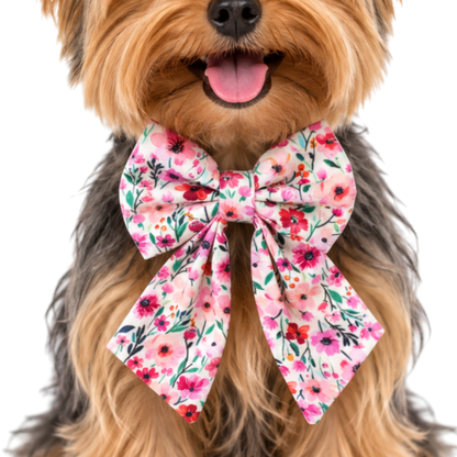 IVORY & PINK FLORAL - SAILOR BOW