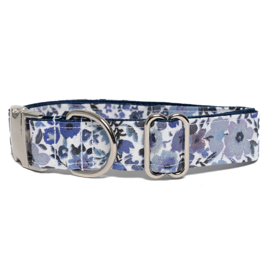 BLUE AND WHITE FLORAL - DOG COLLAR
