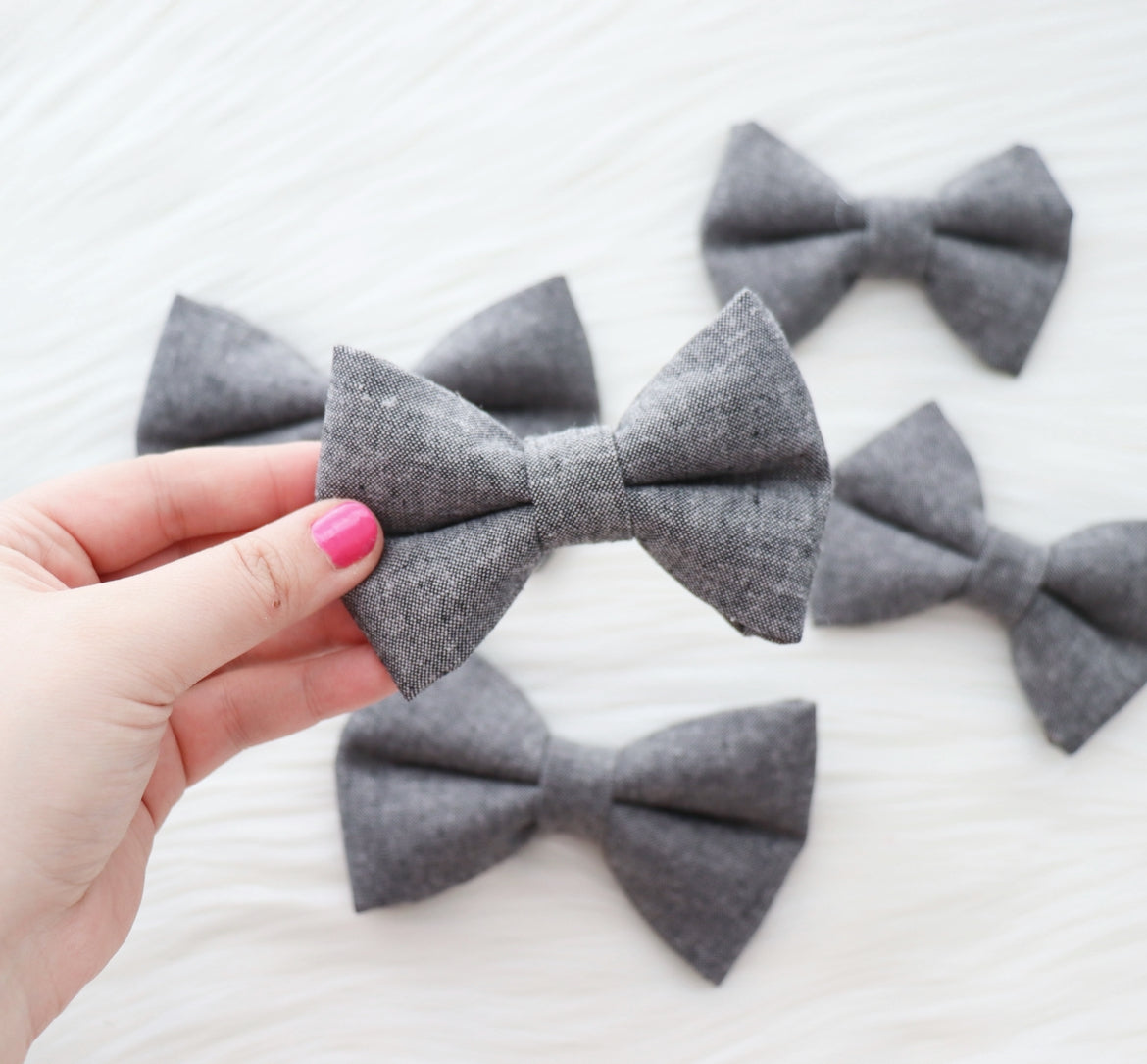 CHARCOAL DENIM - DOG BOW TIE BY DAPPER DEXTER