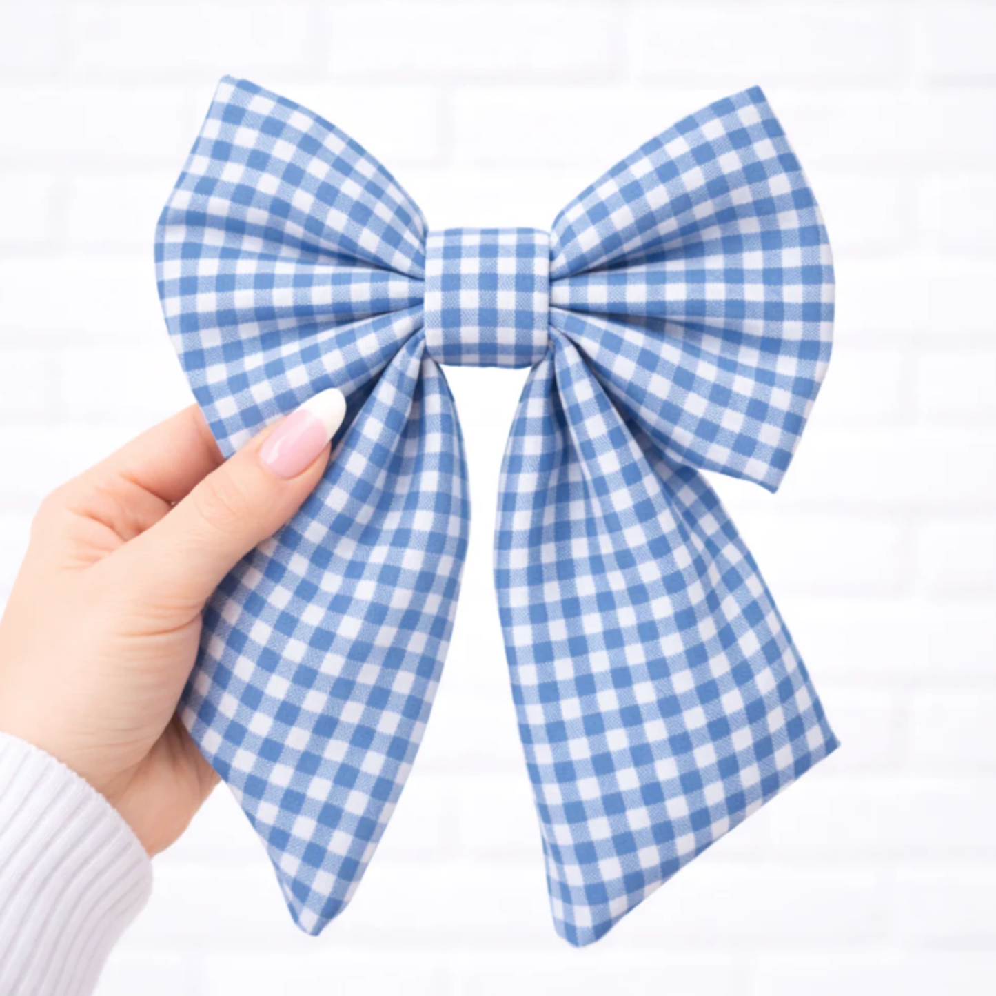 LIGHT BLUE GINGHAM - SAILOR BOW
