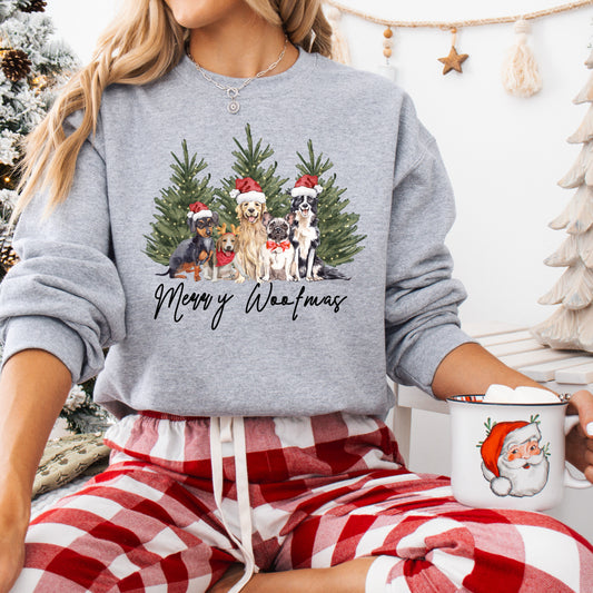 MERRY WOOFMAS - GRAY SWEATSHIRT
