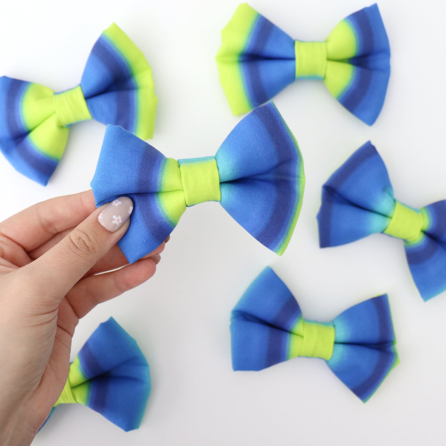 BLUE AND LIME OMBRE - DOG BOW TIE BY DAPPER DEXTER