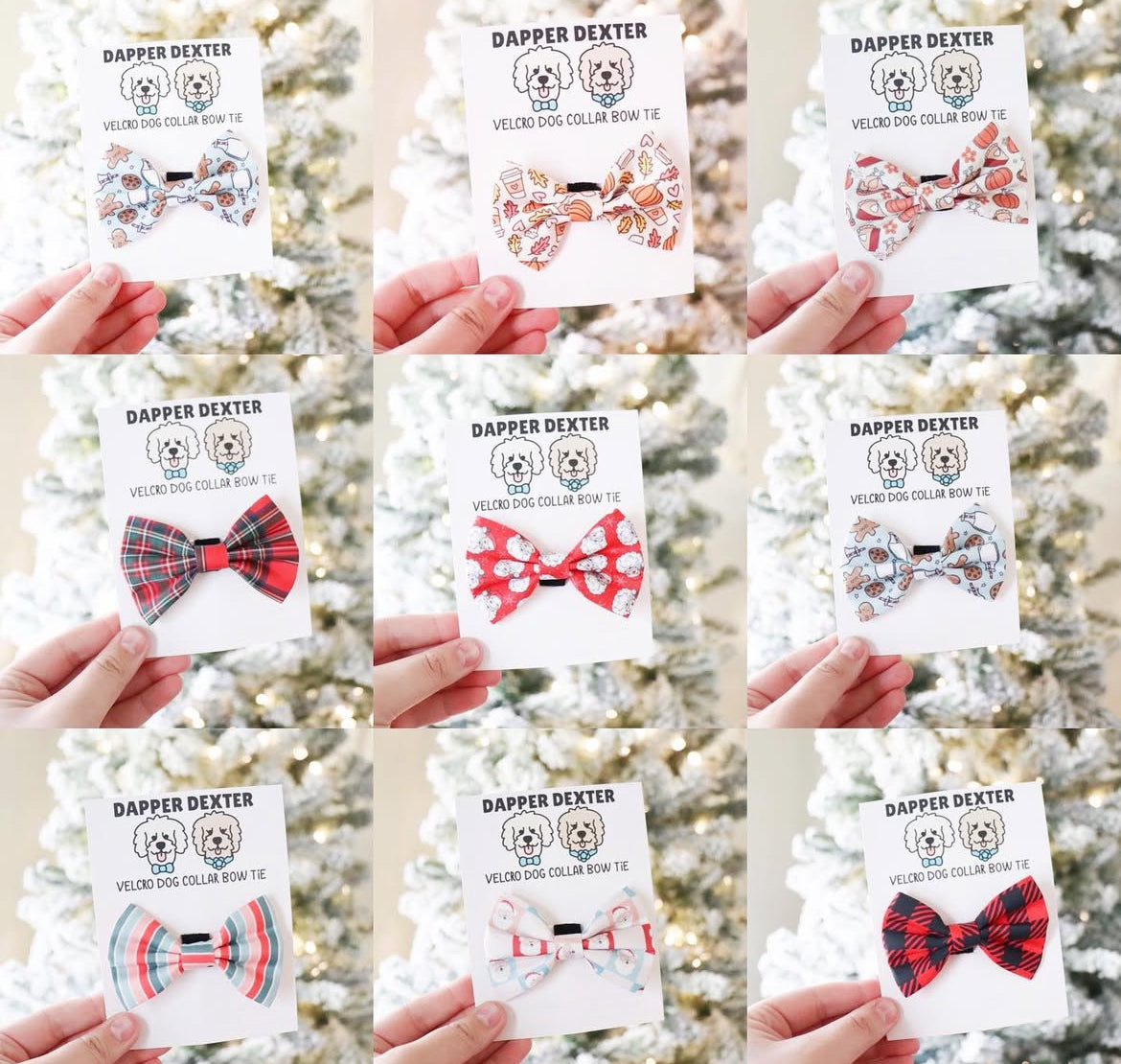 20 ASSORTED MINI VELCRO HOLIDAY BOW TIES  (WHOLESALE)