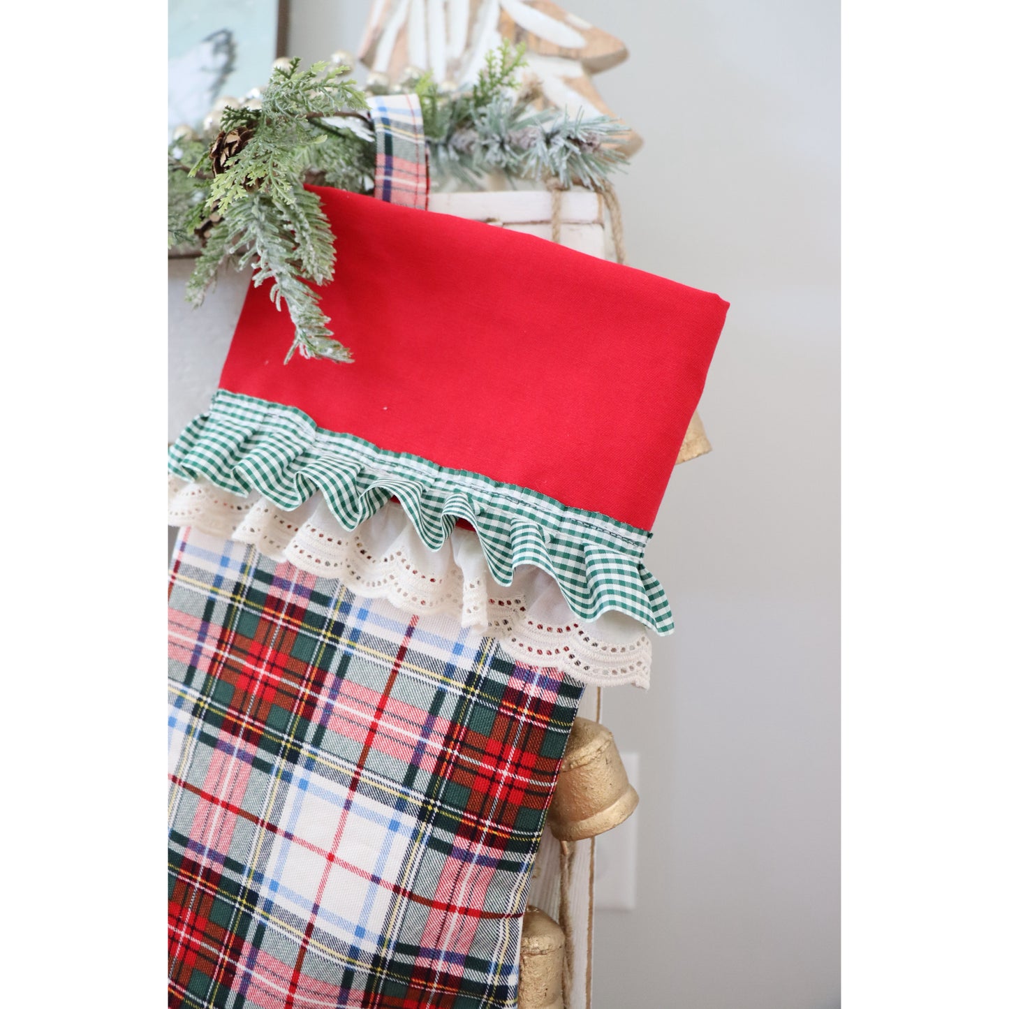 TARTAN WITH FRILL - HANDMADE CHRISTMAS STOCKING