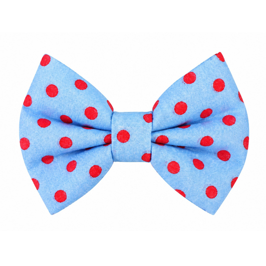 BLUE WITH RED POLKA DOTS - DAPPER DEXTER DOG BOW TIE