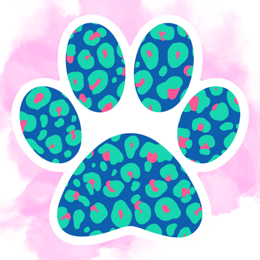 TEAL ANIMAL PAW PRINT - STICKER
