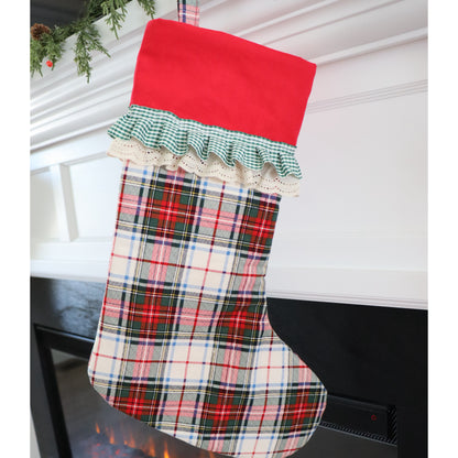 TARTAN WITH FRILL - HANDMADE CHRISTMAS STOCKING