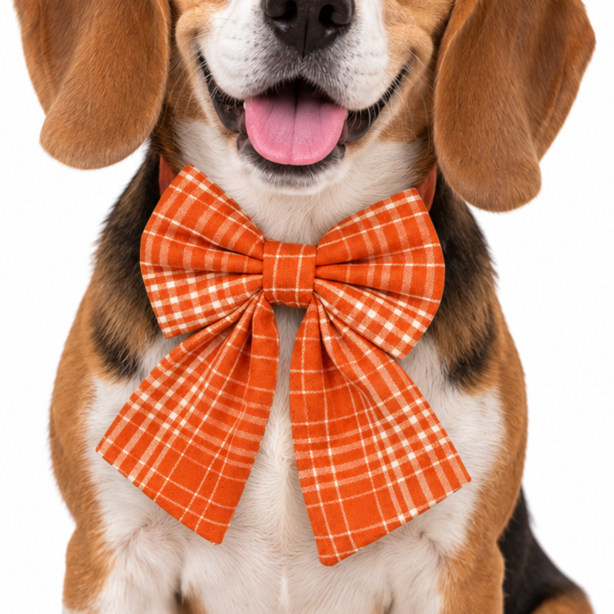 ORANGE LINEN PLAID - SAILOR BOW