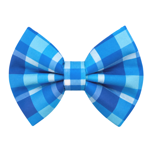 BLUE PLAID - DAPPER DEXTER DOG BOW TIE
