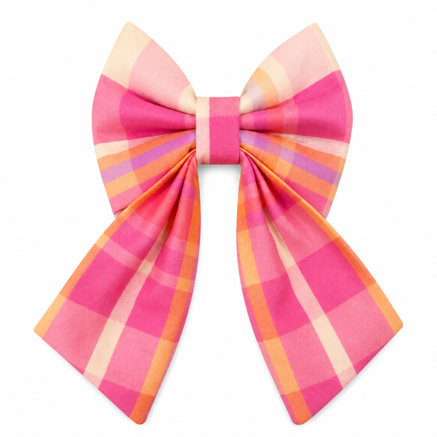 PEACHY PINK PLAID - SAILOR BOW