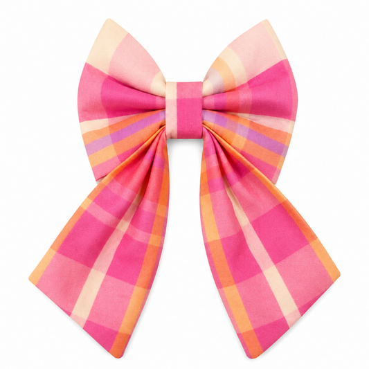 PEACHY PINK PLAID - SAILOR BOW