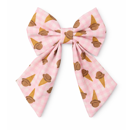 ICE CREAM PINK PLAID - SAILOR BOW