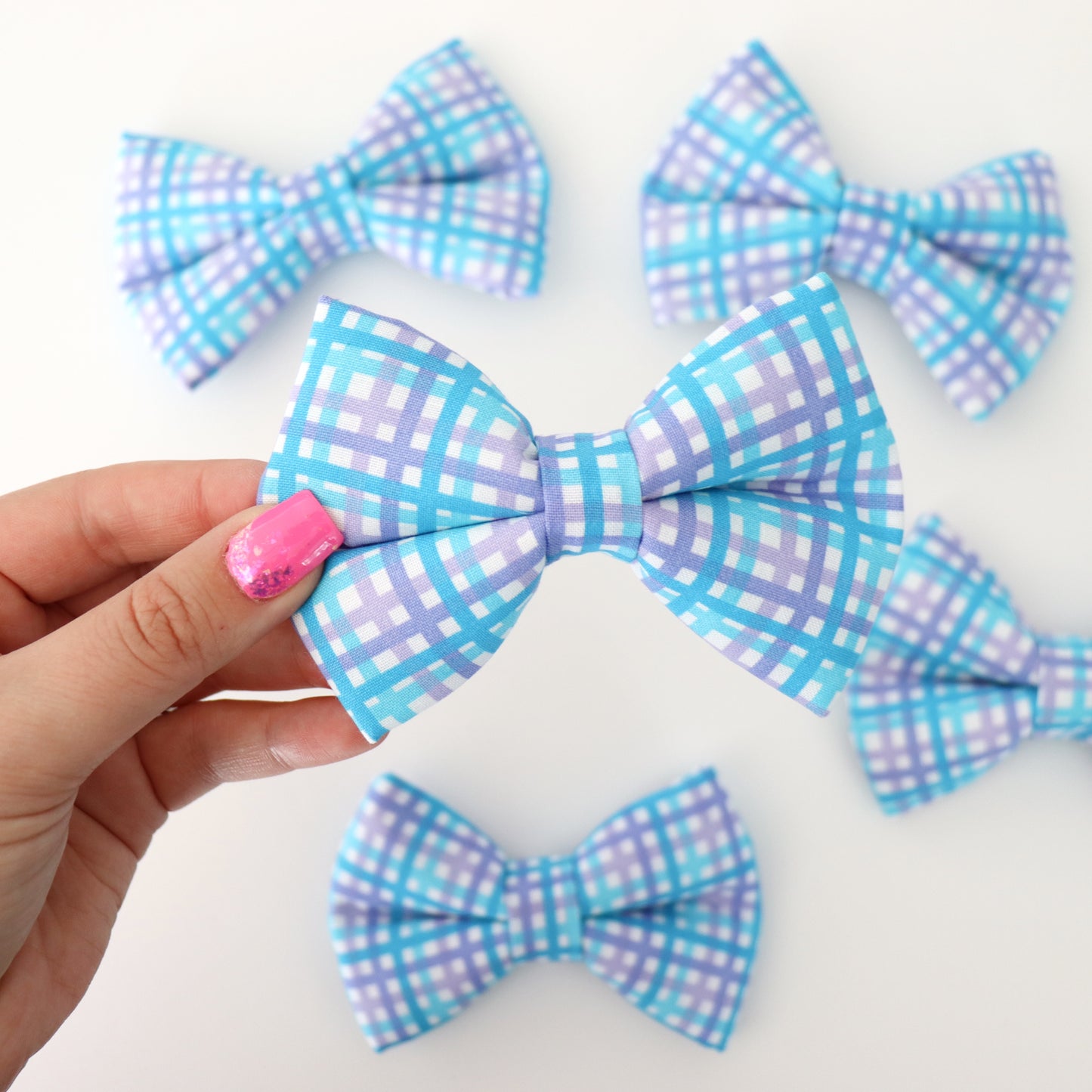 SPRING BLUE PLAID - DOG BOW TIE BY DAPPER DEXTER