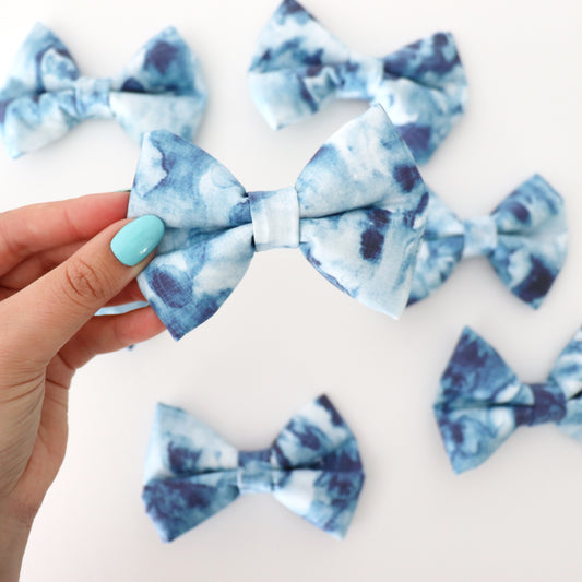 BLUE WATERCOLOR  - DOG BOW TIE BY DAPPER DEXTER