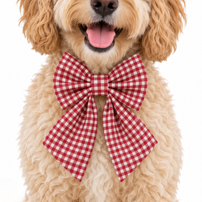 RED AND WHITE GINGHAM  - SAILOR BOW