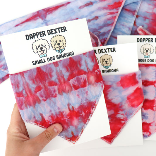 RED & BLUE TIE DYE - SQUARE DOG BANDANA
