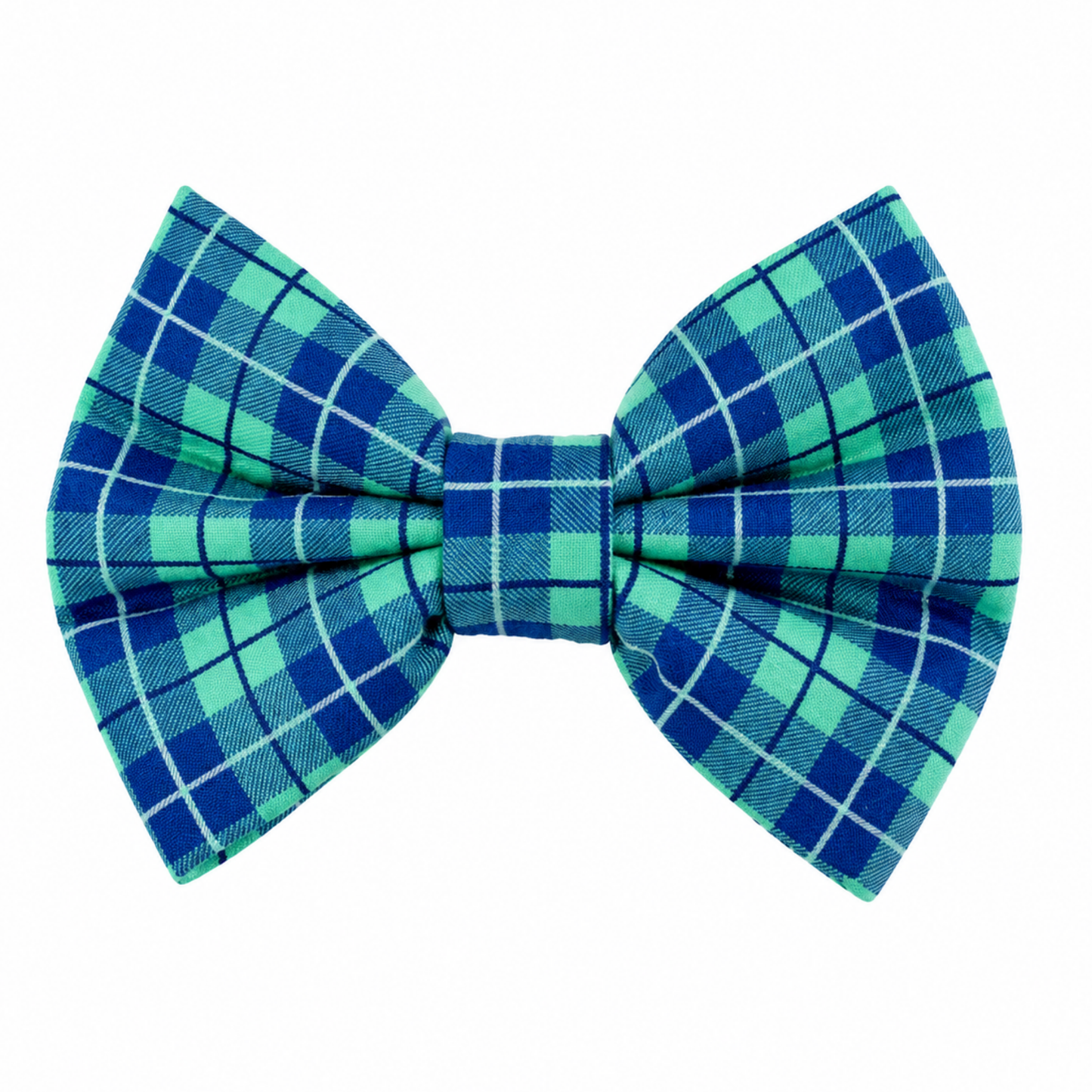 BLUE AND SEAFOAM PLAID -  DAPPER DEXTER DOG BOW TIE