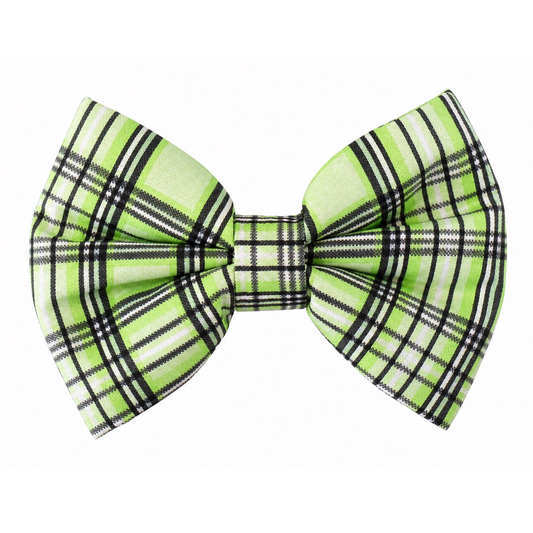 LIME PLAID - DAPPER DEXTER DOG BOW TIE