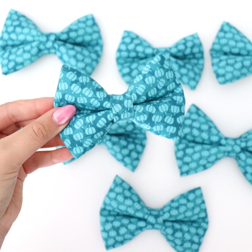 TEAL PUMPKINS - DOG BOW TIE BY DAPPER DEXTER