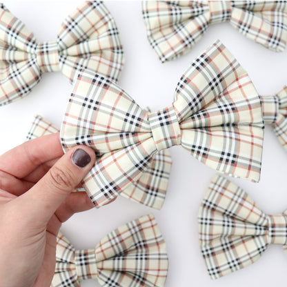 TAN PLAID- DAPPER DEXTER DOG BOW TIE