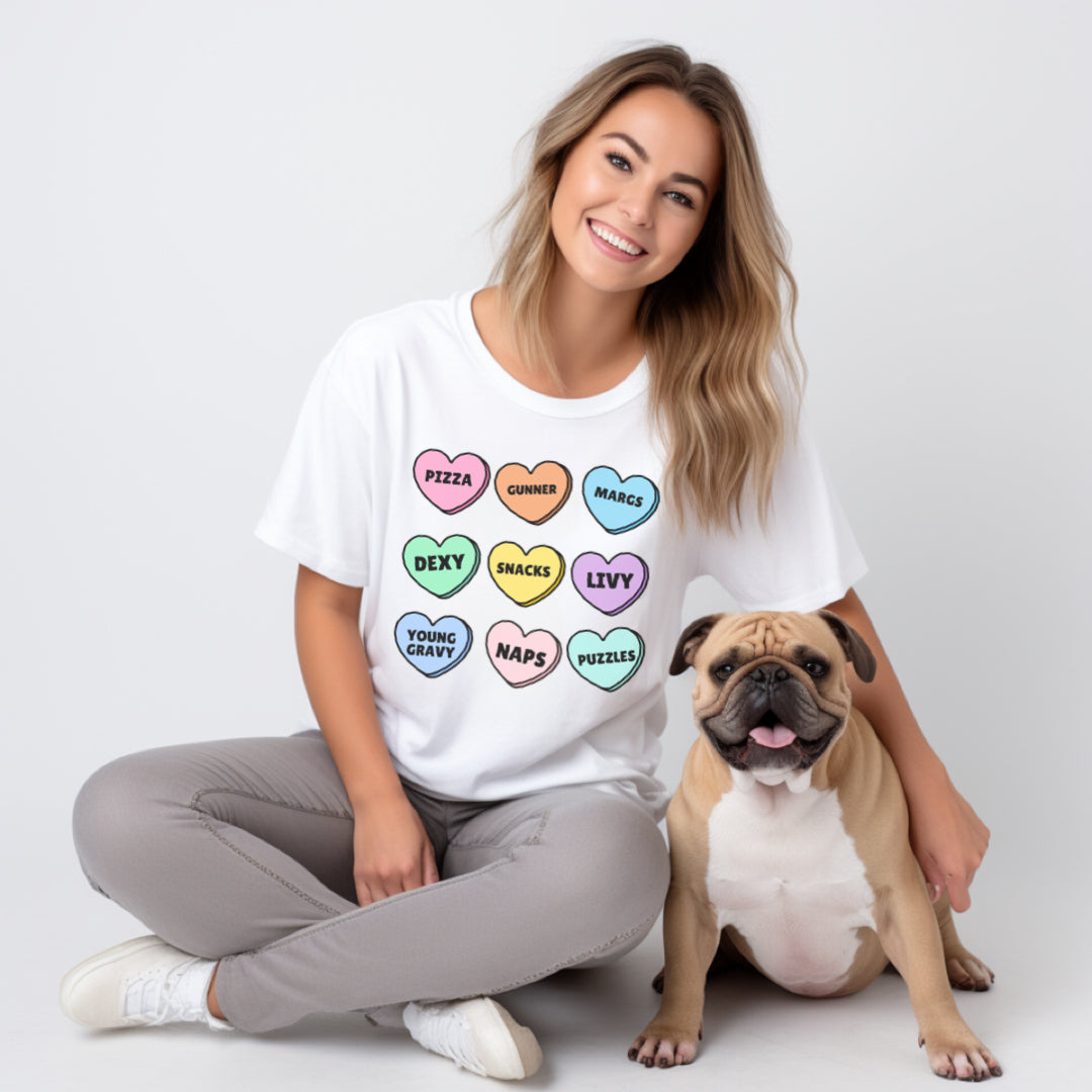 CUSTOMIZED CANDY HEARTS- WHITE TSHIRT