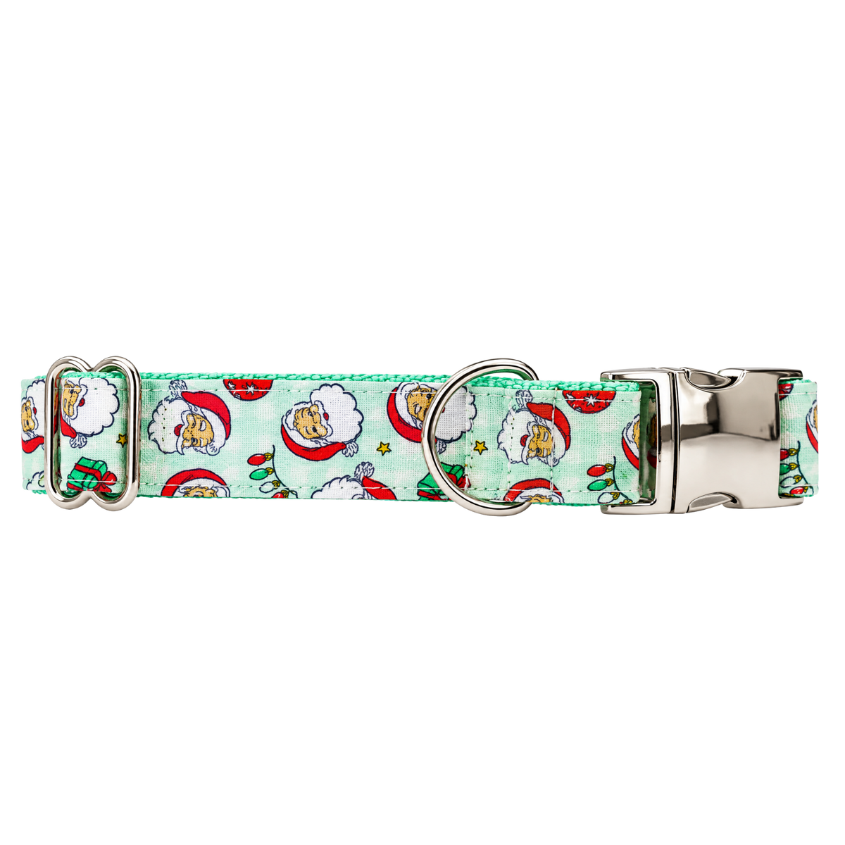 MINT PLAID SANTAS - DOG COLLAR