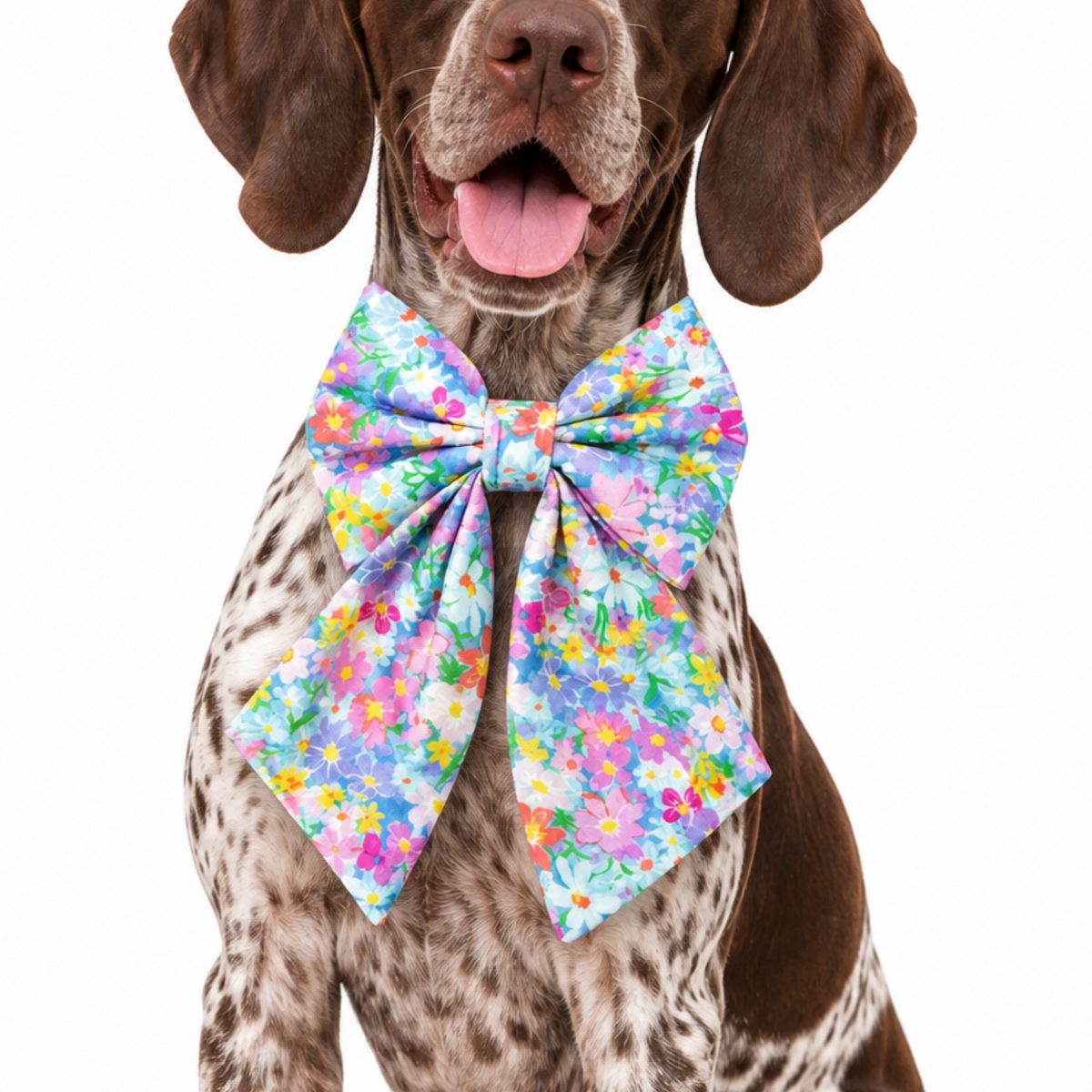 TEAL RAINBOW FLORAL - SAILOR BOW