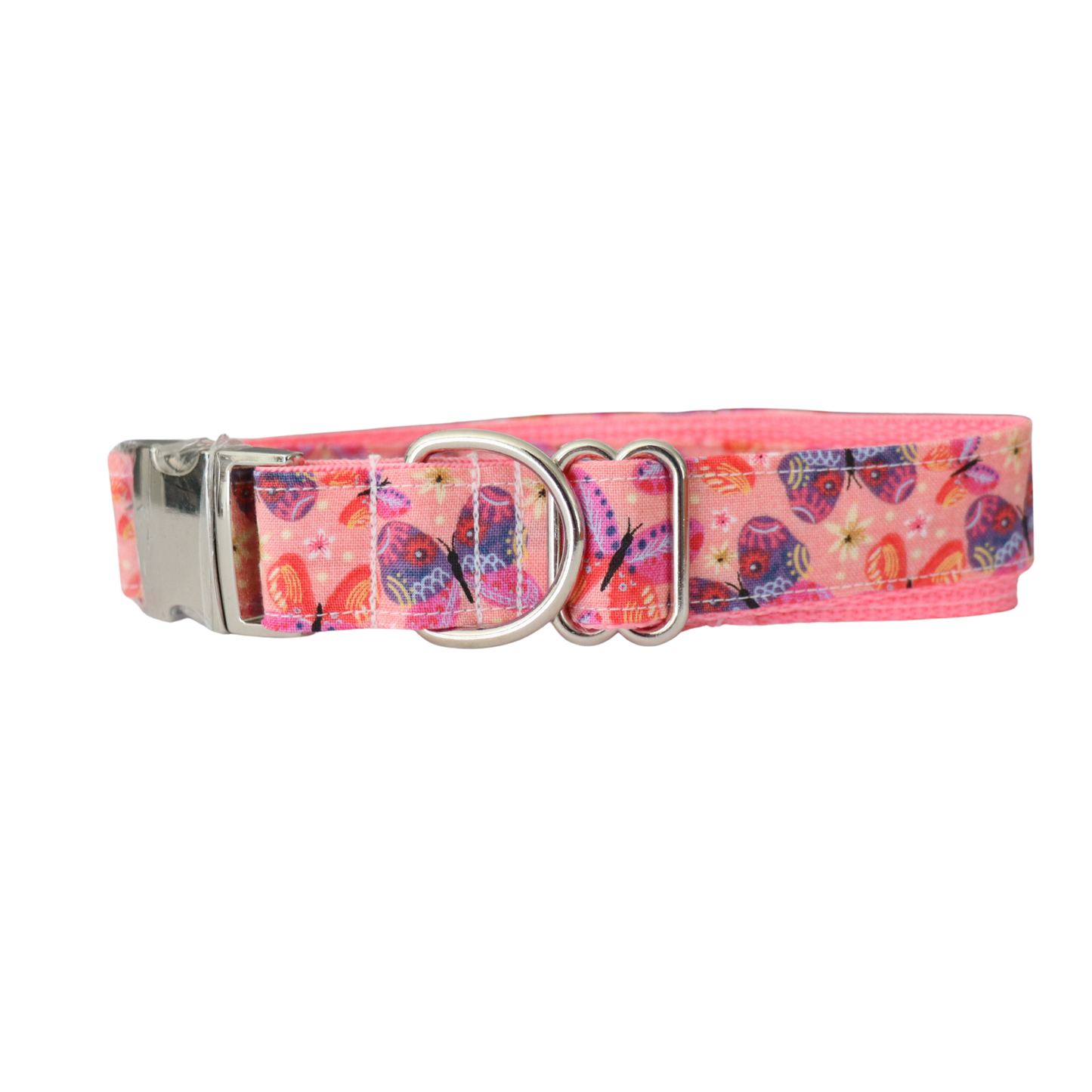 PEACHY PINK BUTTERFLYS - DOG COLLAR