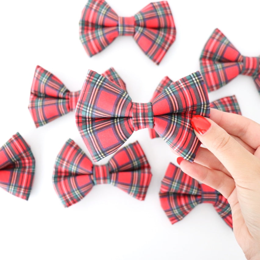 RED TARTAN - DOG BOW TIE BY DAPPER DEXTER