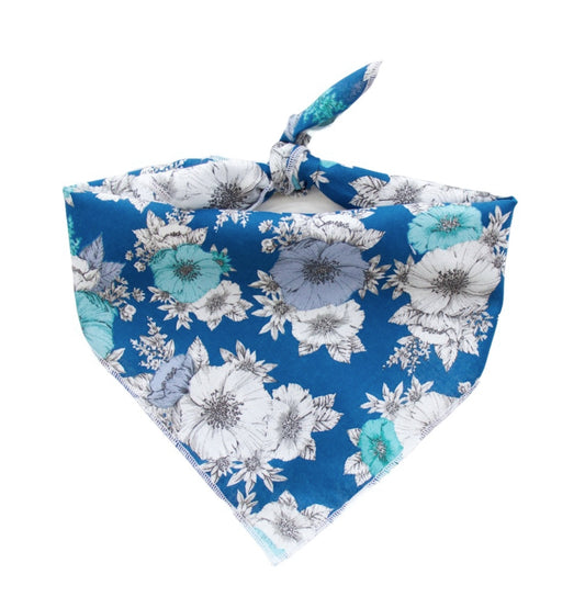 BLUE AND TEAL FLORAL-  SQUARE BANDANA