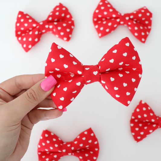 RED WITH HEARTS - DOG BOW TIE BY DAPPER DEXTER