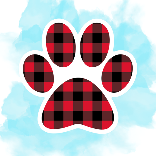 BUFFALO PLAID PAW PRINT - STICKER