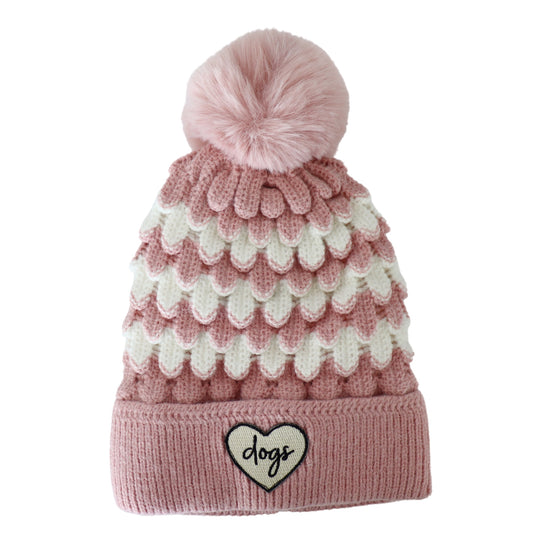 PINK AND WHITE BEANIE