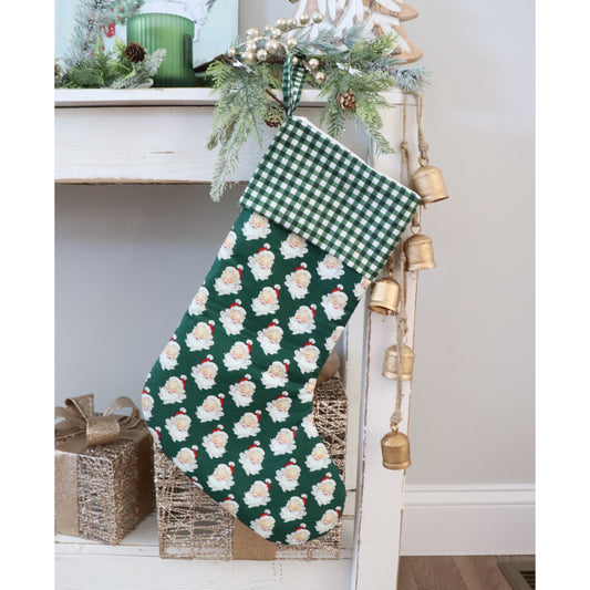 GREEN SANTA STANDARD - HANDMADE CHRISTMAS STOCKING