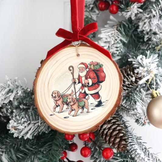 SANTA WITH DOGS ORNAMENT