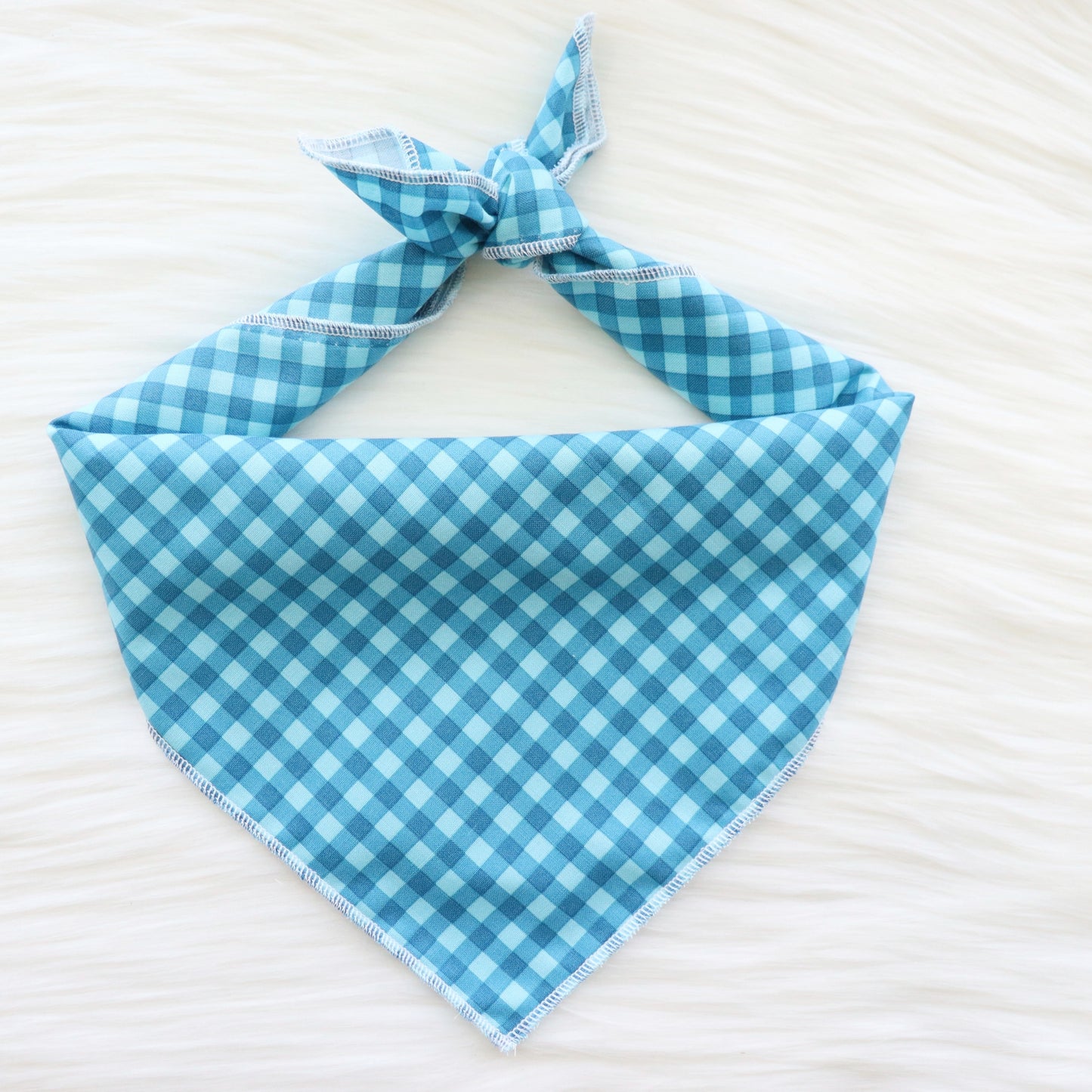 AQUA PLAID -  SQUARE BANDANA