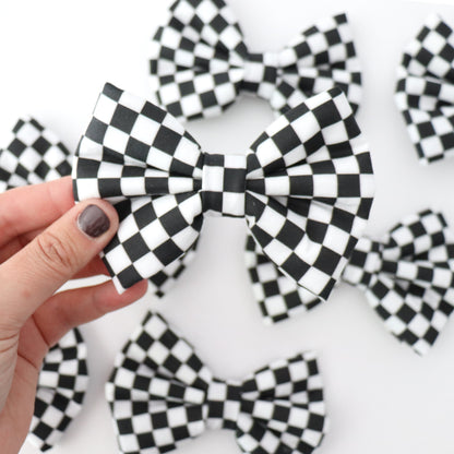BLACK & WHITE CHECKERED - DAPPER DEXTER DOG BOW TIE