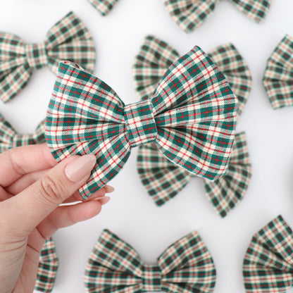 LINEN HOLIDAY PLAID- DAPPER DEXTER DOG BOW TIE