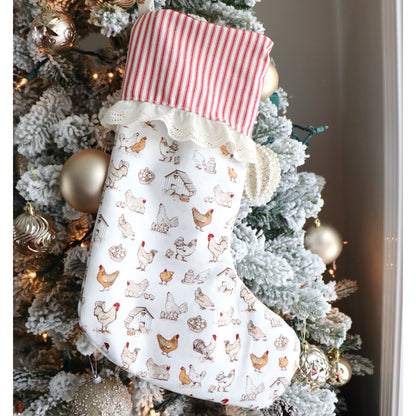 CHICKENS - HANDMADE CHRISTMAS STOCKING